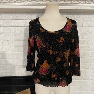 Vintage black floral top